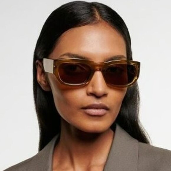 NEW SL713 003 SAINT LAURENT BROWN SUNGLASSES WOMEN EYEWEAR SL 713 003 - Picture 1 of 5
